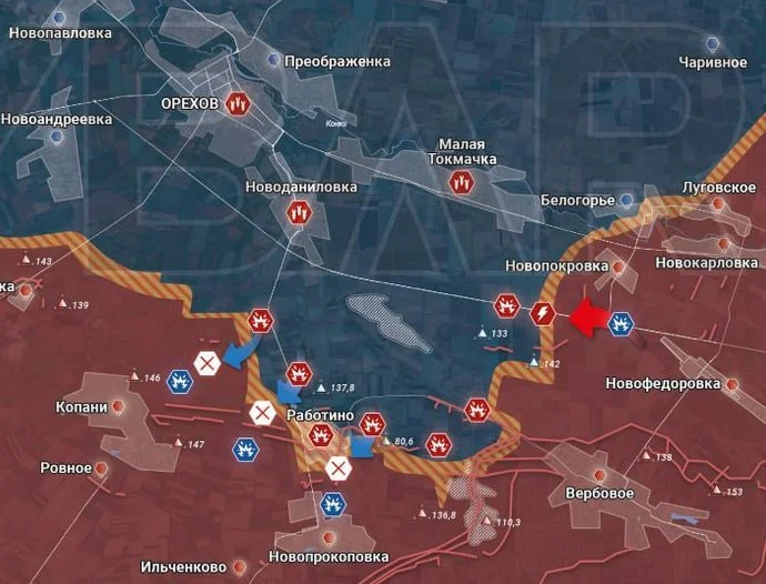 Запорожское направление. Ореховский участок. Карта боевых действий на 15.11.2023