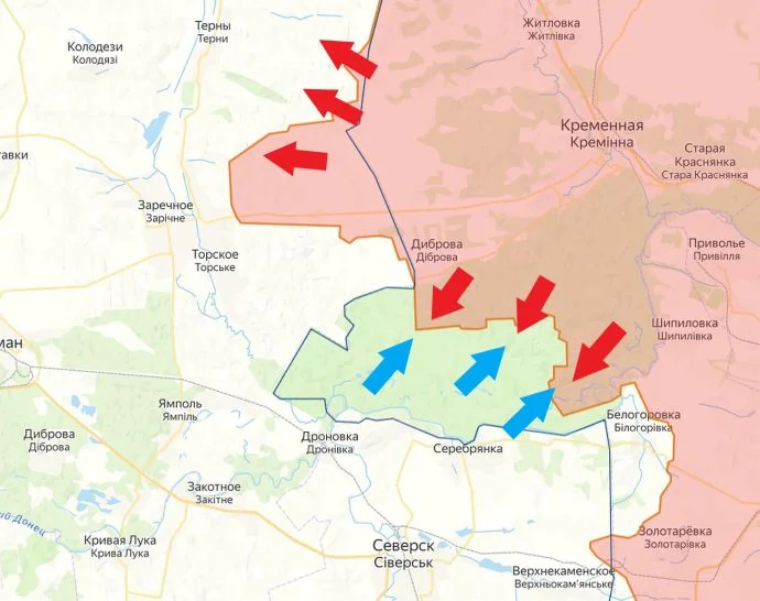 Старобельское направление. Кременской участок. Карта боевых действий на 09.12.2023