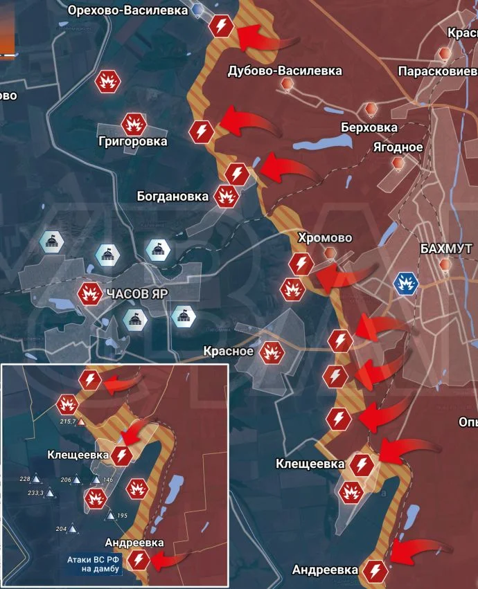 Артёмовское (Бахмутское) направление. Карта боевых действий сегодня 20 декабря 2023