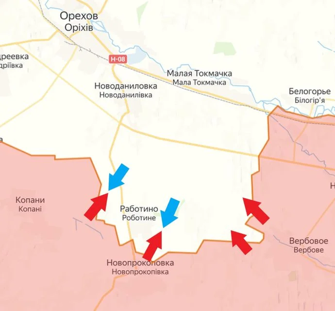 Запорожское направление. Карта боевых действий на 08.02.2024