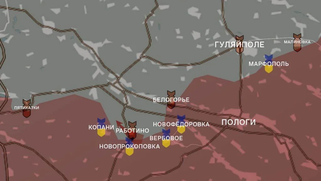 Запорожское направление. Карта боевых действий на 05.02.2024
