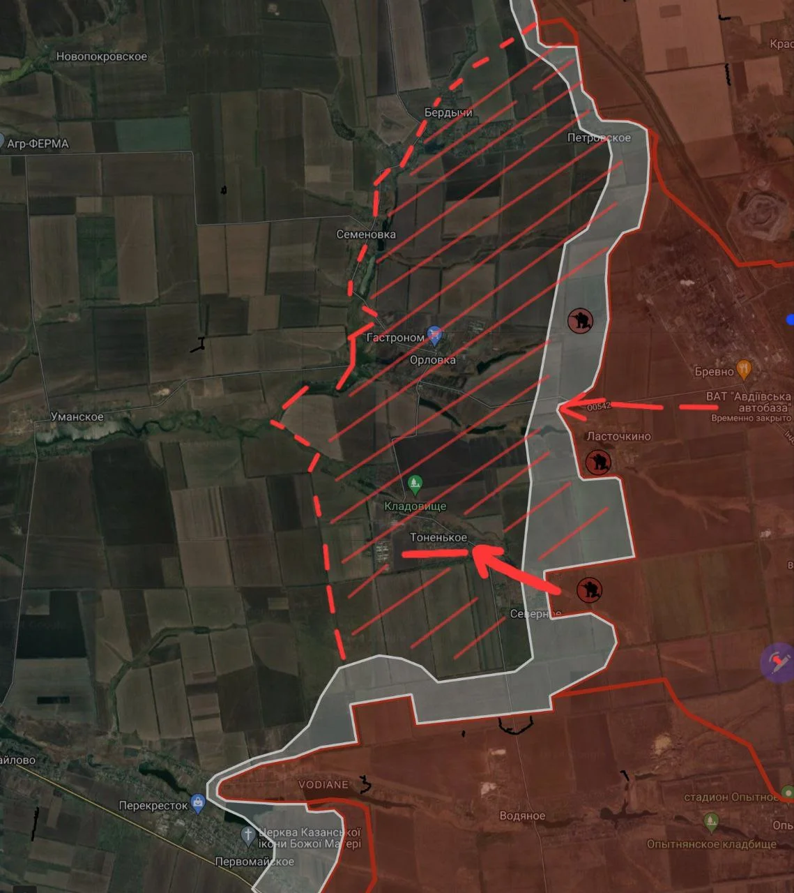 Авдеевское направление карта боевых действий сейчас