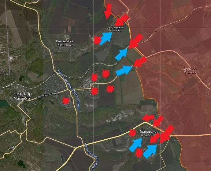 Артемовское (Бахмутское) направление. Карта боевых действий на 13 марта 2024