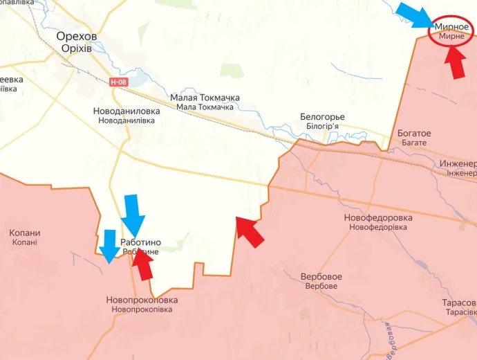 Запорожское направление. Карта боевых действий на 18.03.2024