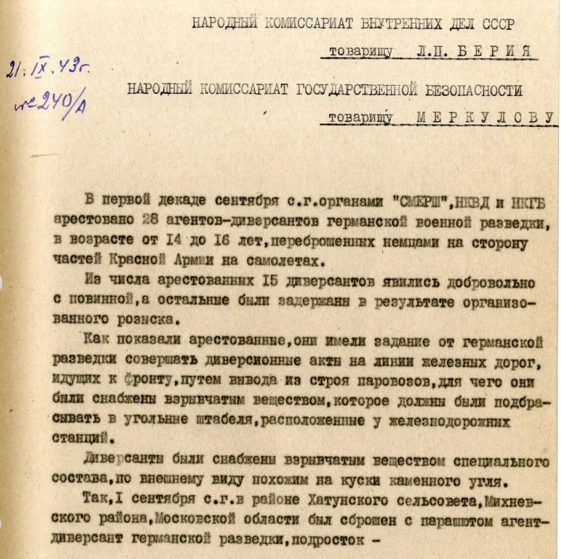 рассекреченные документы, которые подтверждают, что фашисты использовали подростков для диверсий в тылу частей Красной армии