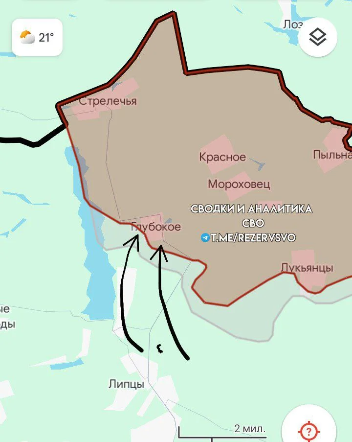 Харьковское направление н.п. Глубокое - карта боевых действий на 16.06.2024