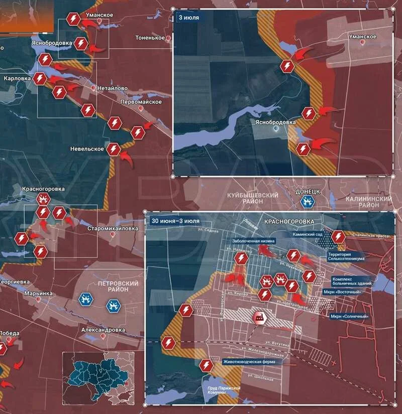 Донецкое направление - карта боевых действий на 06.07.2024