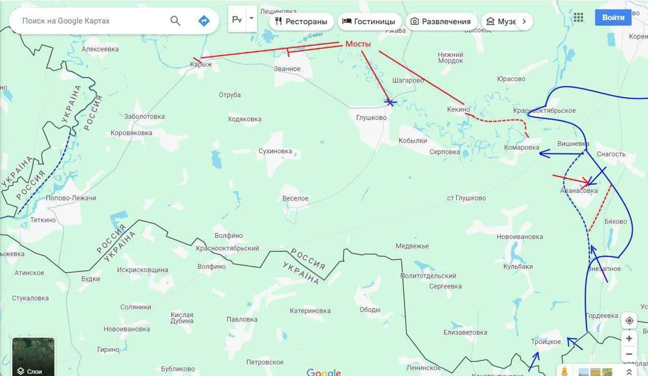 ВСУ ночью ударили по третьему мосту через реку Сейм в Курской области, разбито три пролёта - карта