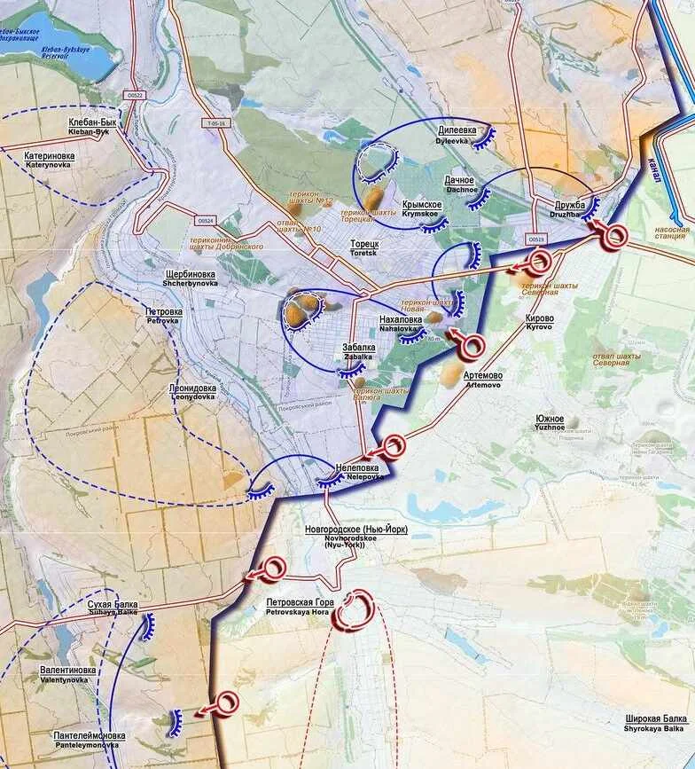 Торецкое направление - карта боевых действий на 21 августа 2024