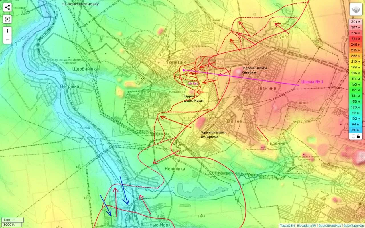 Торецкое направление - карта боевых действий