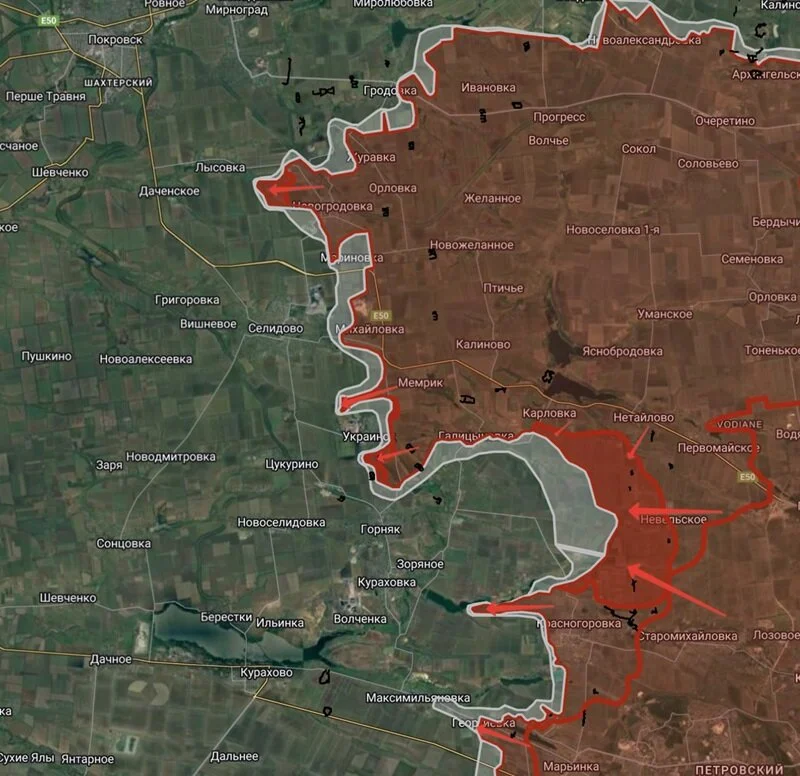 Кураховское направление - карта боевых действий