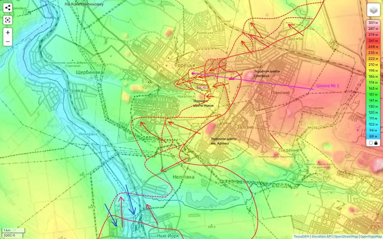 Торецкое направление - карта боевых действий сегодня 18.09.2024