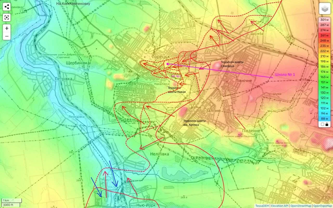 Торецкое направление - карта боевых действий сегодня