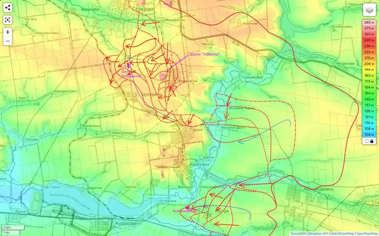 Покровское направление - карта боевых действий на 24.09.2024