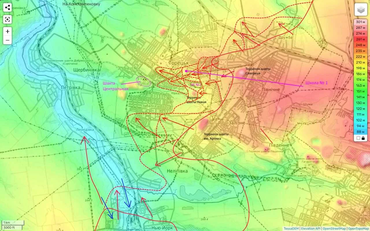 Торецкое направление - карта боевых действий на 24.09.2024