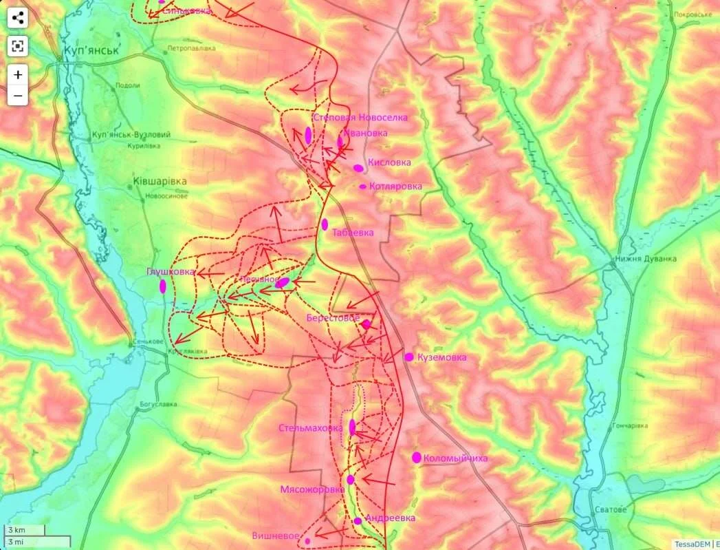 Купянское направление - карта боевых действий