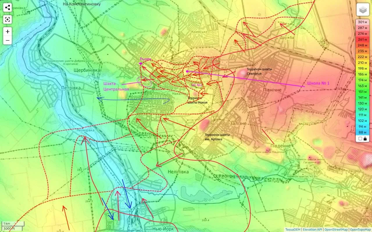 Торецкое направление - карта боевых действий на 11.10.2024