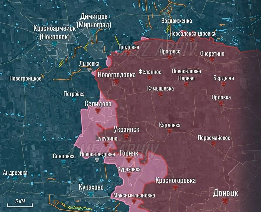 Покровское направление - карта боевых действий