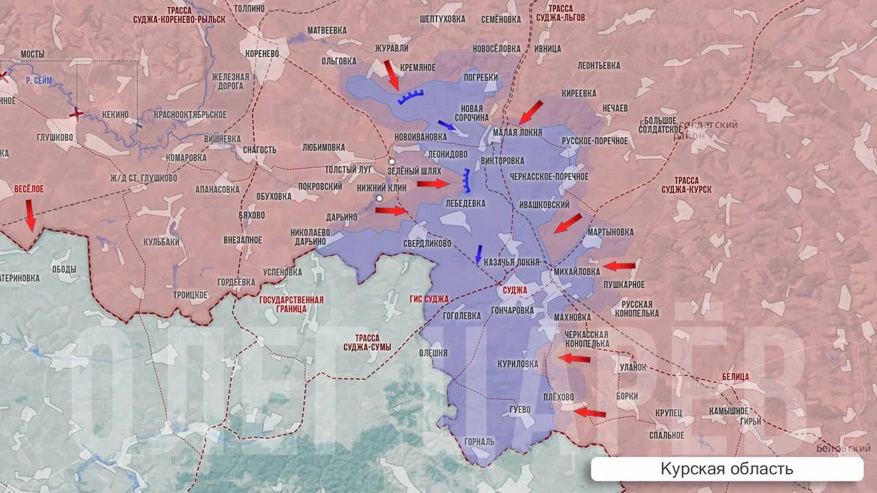 Курское направление - карта боевых действий