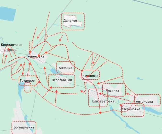 Кураховское направление - карта боевых действий