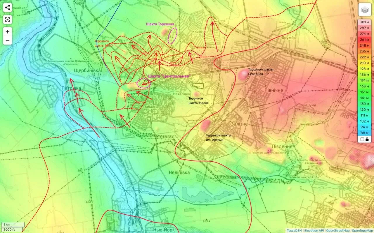 Торецкое направление - карта боевых действий на 07.01.2025