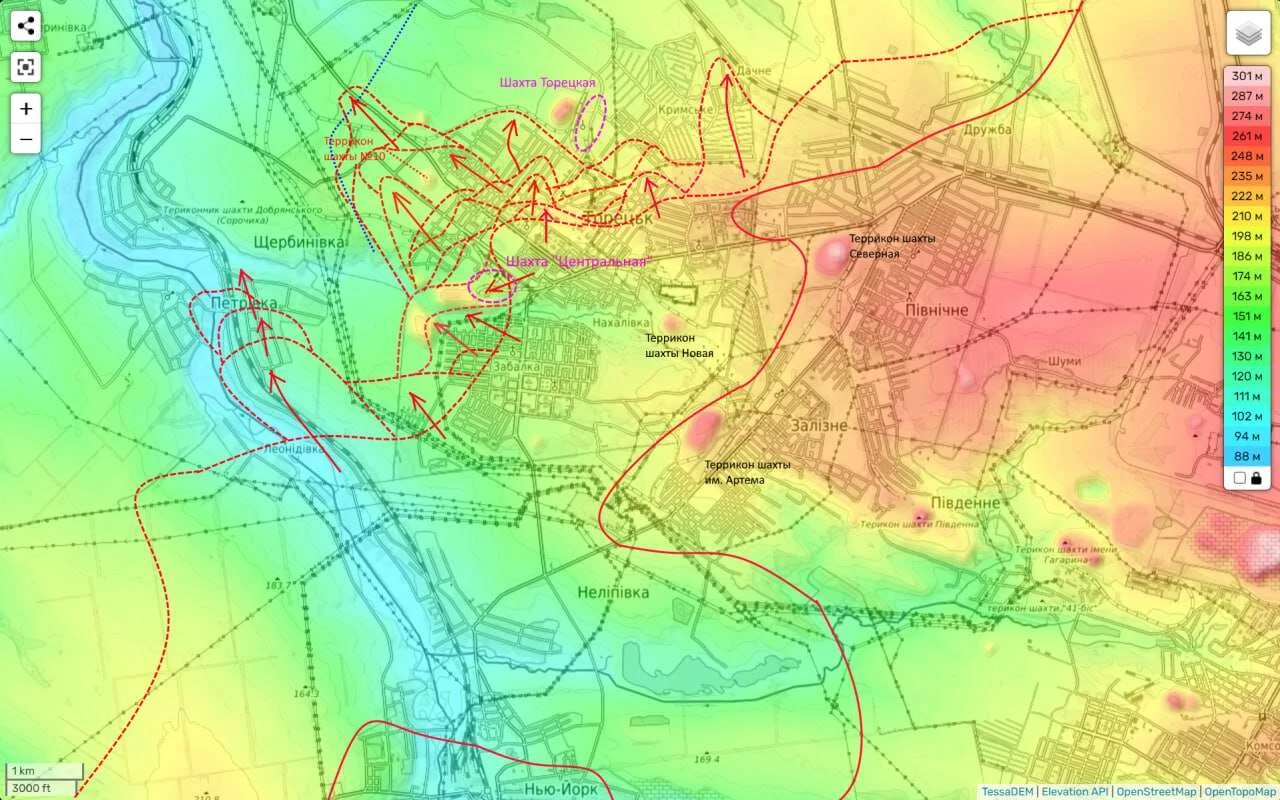 Торецкое направление - Карта боевых действий на 10.01.2025